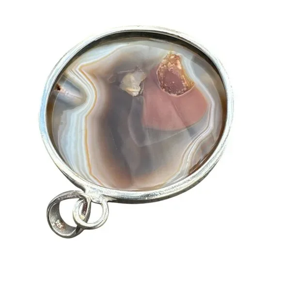 Botswana Agate Solid 925 Sterling Silver Pendant - Picture 3 of 4